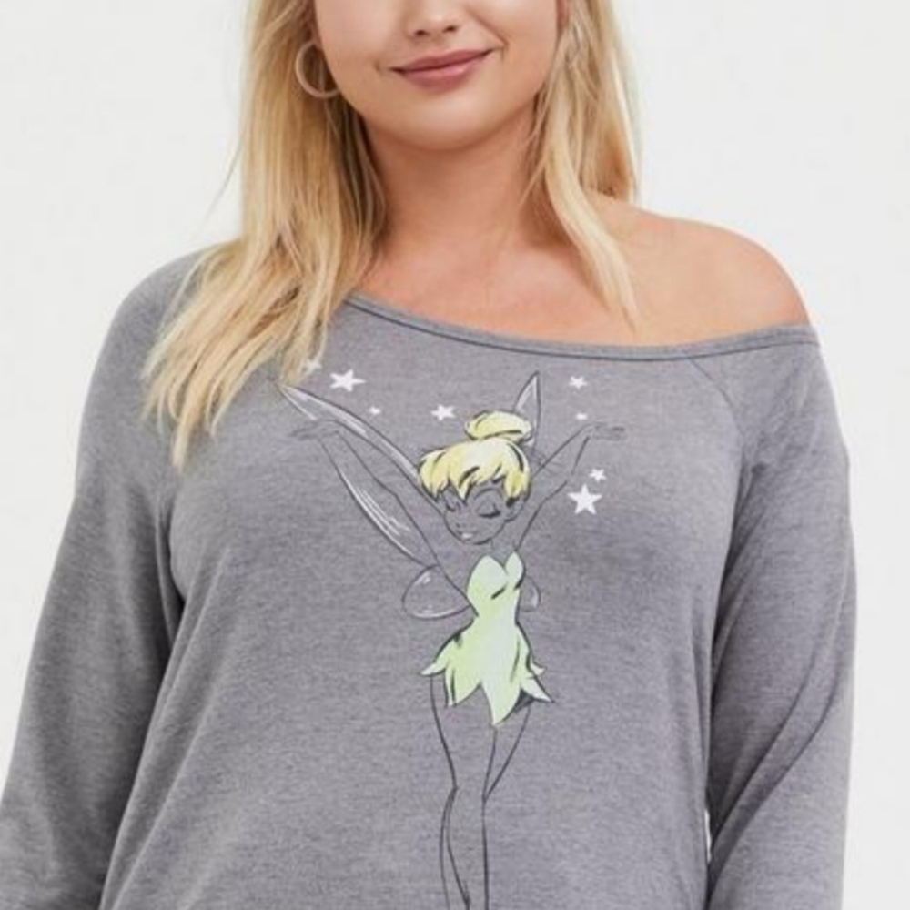 Disney Torrid Peter pan tinker bell OFF THE SHOULDER  sweatshirt size torrid 4